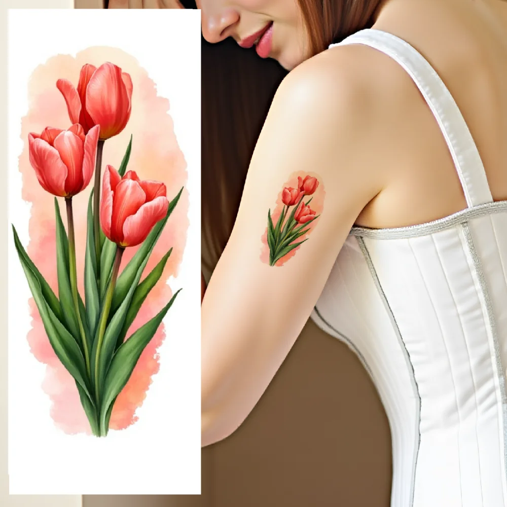 9pcs Temporary Tattoo  Colorful Realism  Floral Tattoo Hydrangea Design for thighs male back