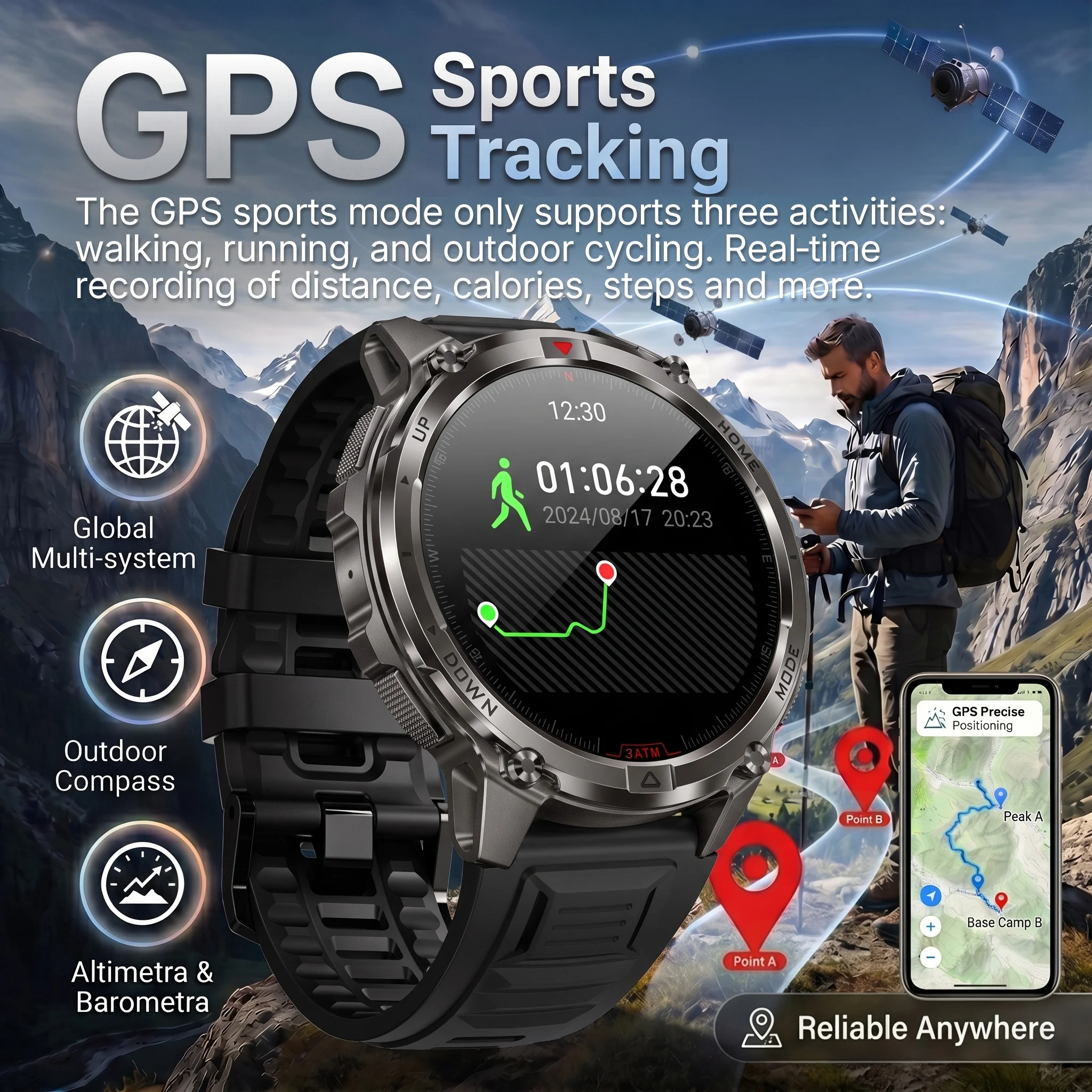 สมาร์ทวอทช์สำหรับผู้ชายรุ่นใหม - Altimeter Compass Watch บทวิจารณ์และราคา