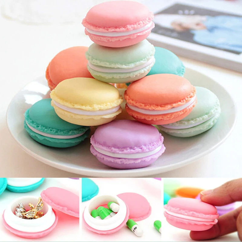 Mini jóias caixa de armazenamento bonito doces cor macaron, pílula caso, presente de aniversário