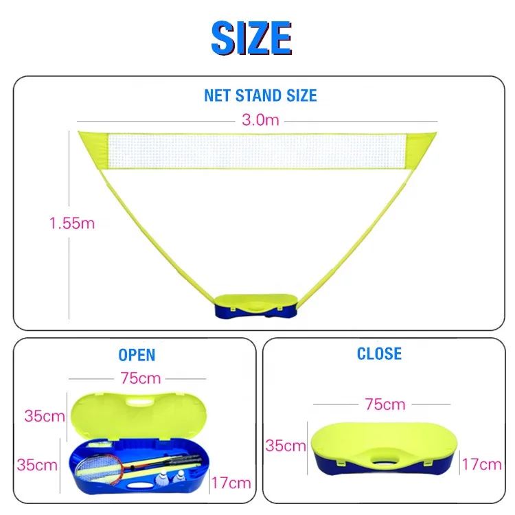 شبكة حامل خارجية في كرة الريشة قابلة للطي، مجموعة شبكة كرة الريشة المحمولة القابلة للتعديل للبالغين والأطفال