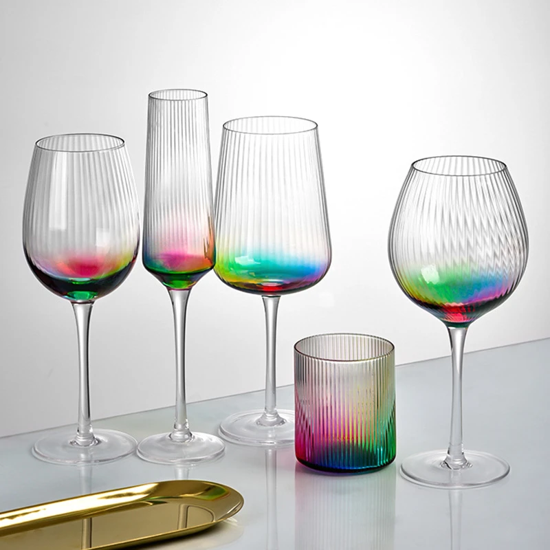 Red Wine Cup 1pcs/set Nordic Water Wave Glass Cocktail Cup Creative Gradient Champagne Cup Colorful Household Crystal Glass