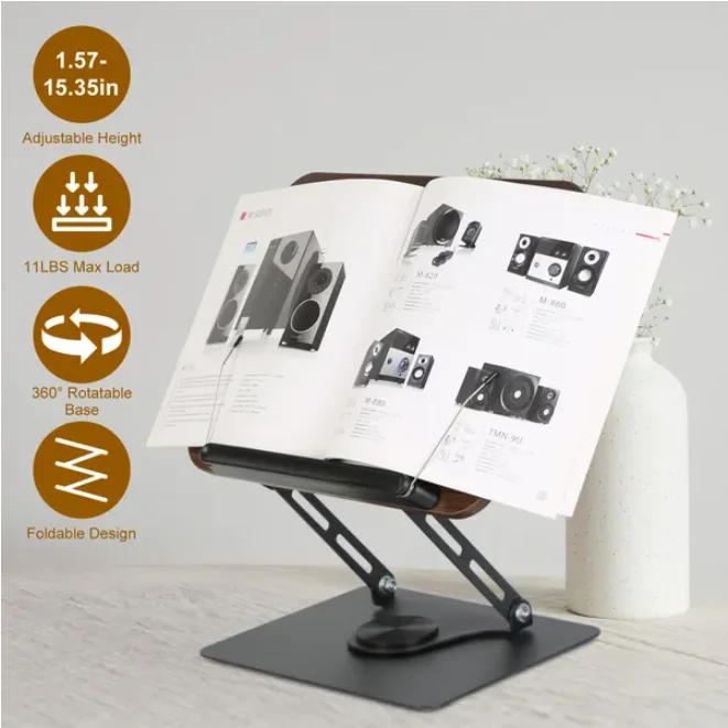 

Adjustable Book Stand Holder for Reading Hands Free Sturdy and Portable