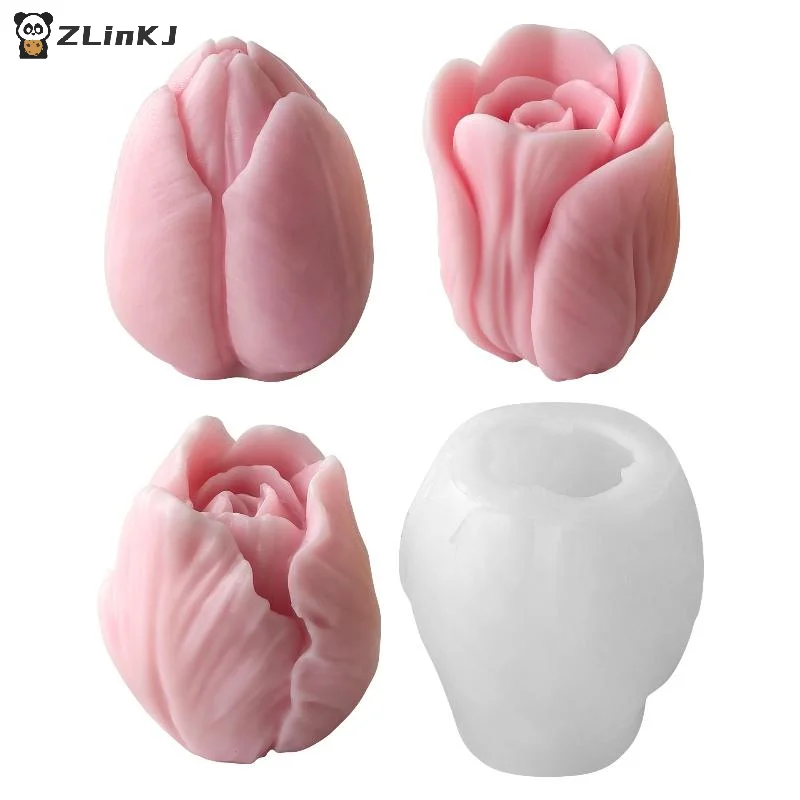 ▶ 1 Stück Handgemachte Duftkerzen-Gipsformen DIY Blumen Tulpen Silikonform Hausgemachte Kekse Schokolade Süßigkeiten Backwerkzeug