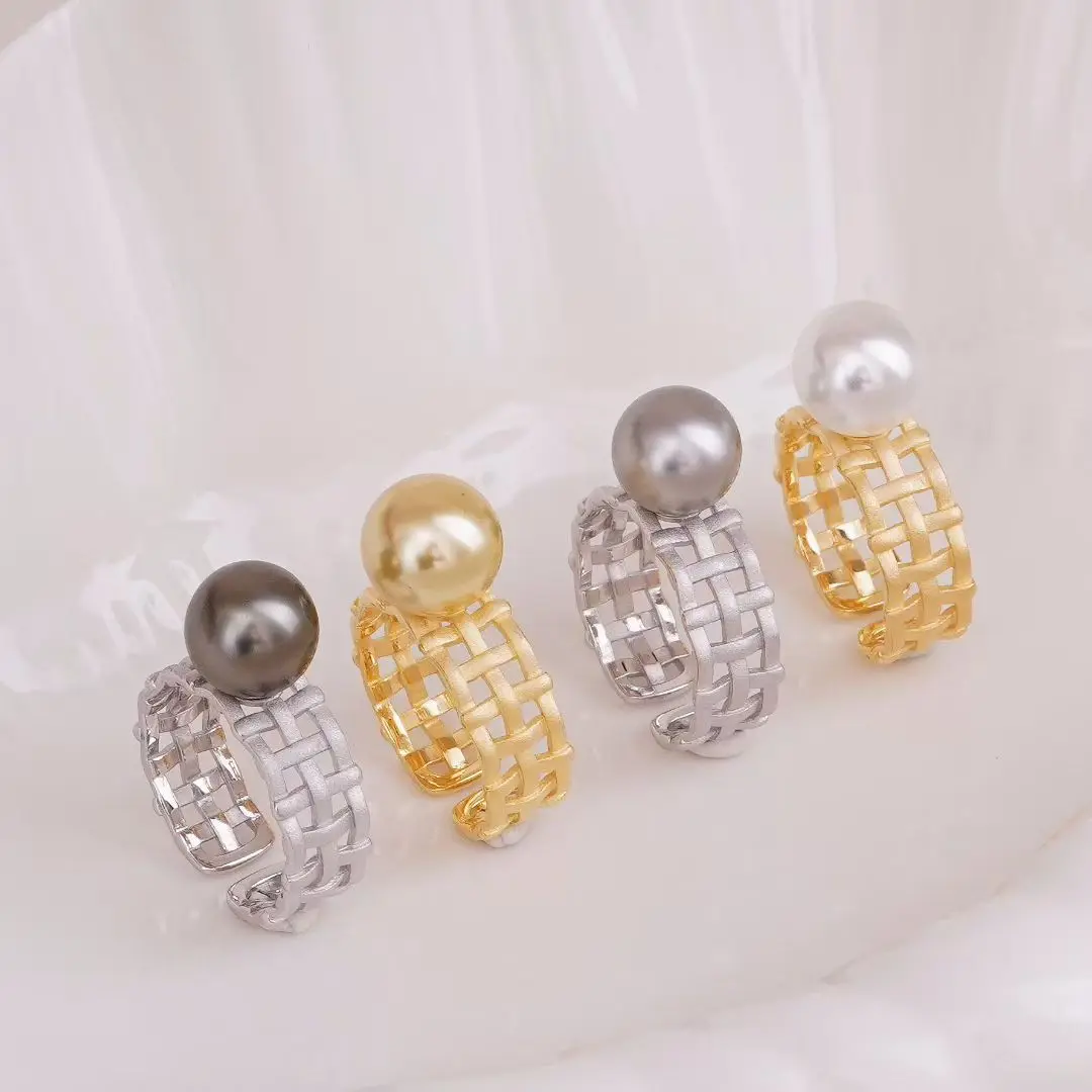 S925 Sterling Silver Adjustable Finger Ring Mountings Base Setting Findings Jewelry Components for 9-10mm Pearls 3pcs/lot