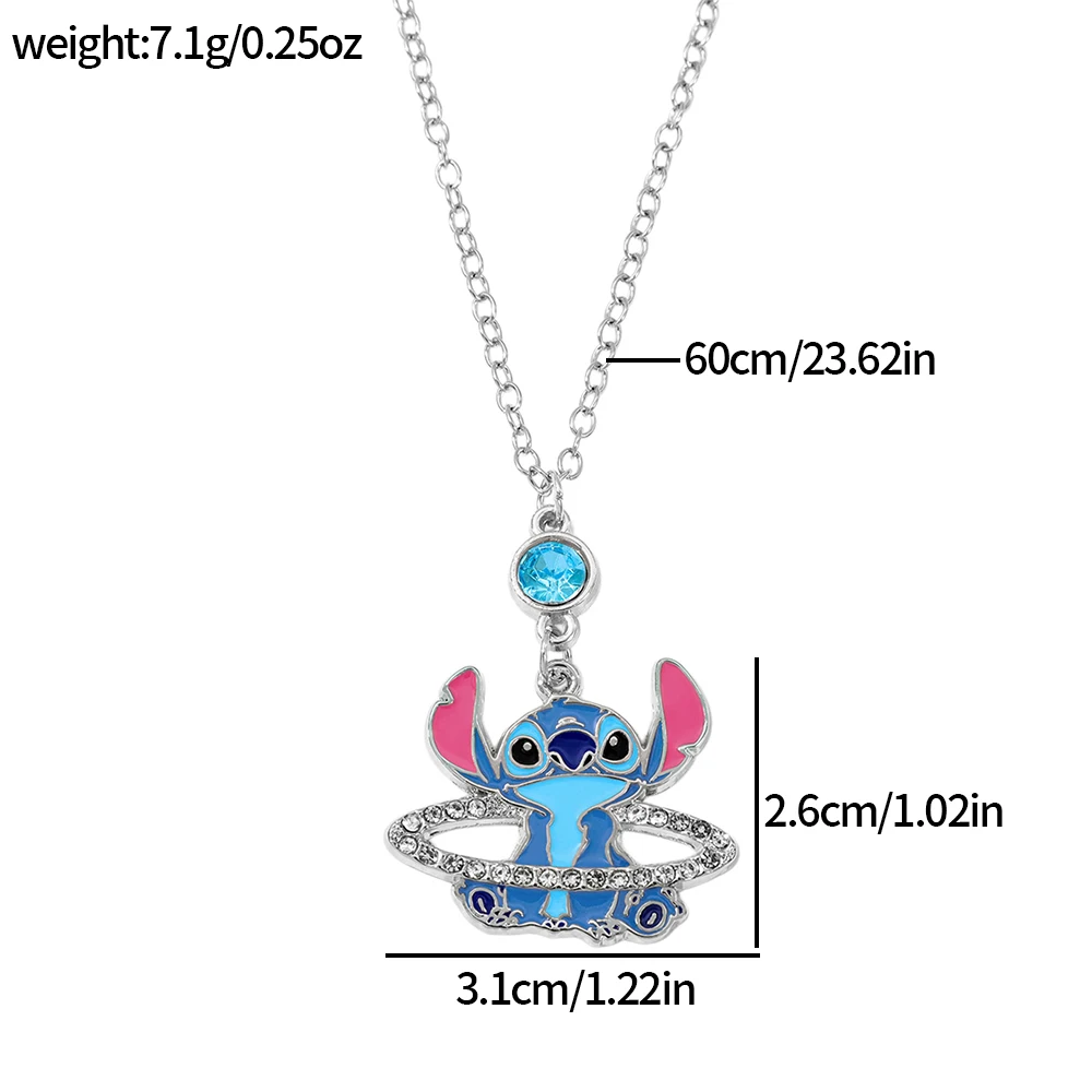 لطيف غرزة الملاك قلادة مع زحل حجر الراين الكرتون المينا قلادة للجنسين الأزياء والمجوهرات هدية #6