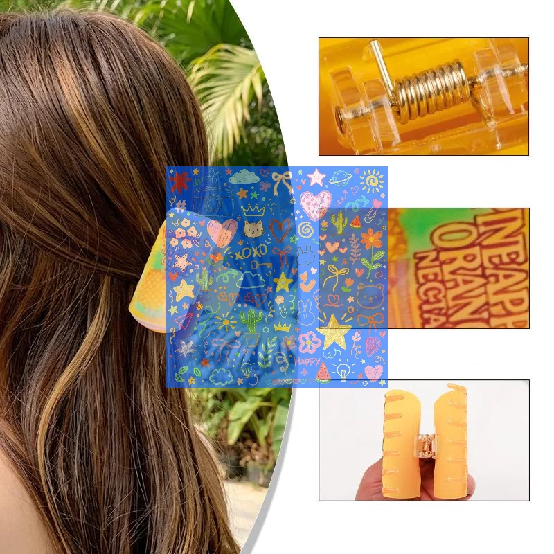 Hawaiian Juice Can Print Hair Claw Clips Funny Cute Beverage Can Design Hair Clips Summer Beach Vacation Hair Accessories