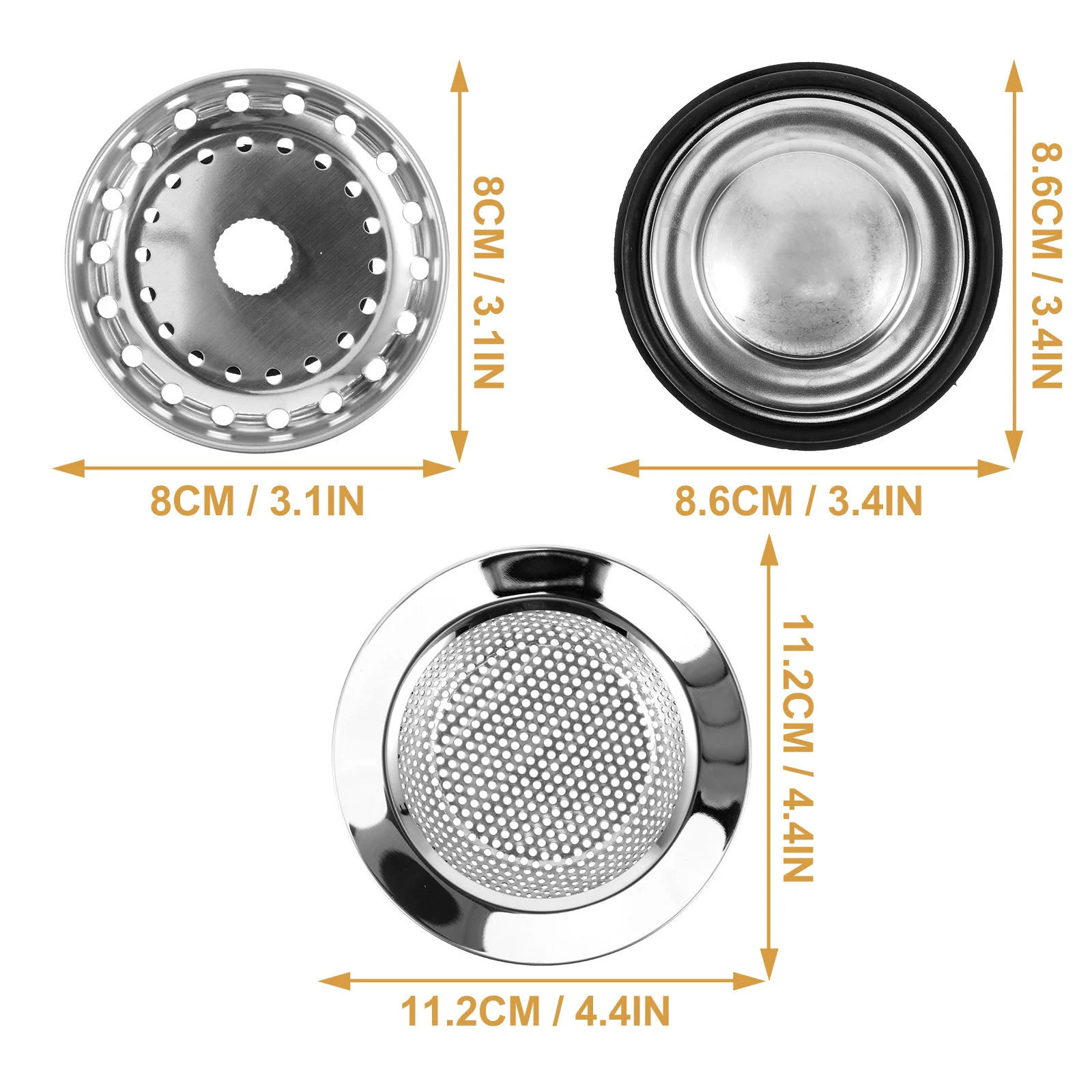 1 مجموعة مصفاة حوض المطبخ الفولاذ المقاوم للصدأ غرامة مرشح شبكي للأغذية كاشط الشعر الماسك أداة الصرف للحمام المطبخ
