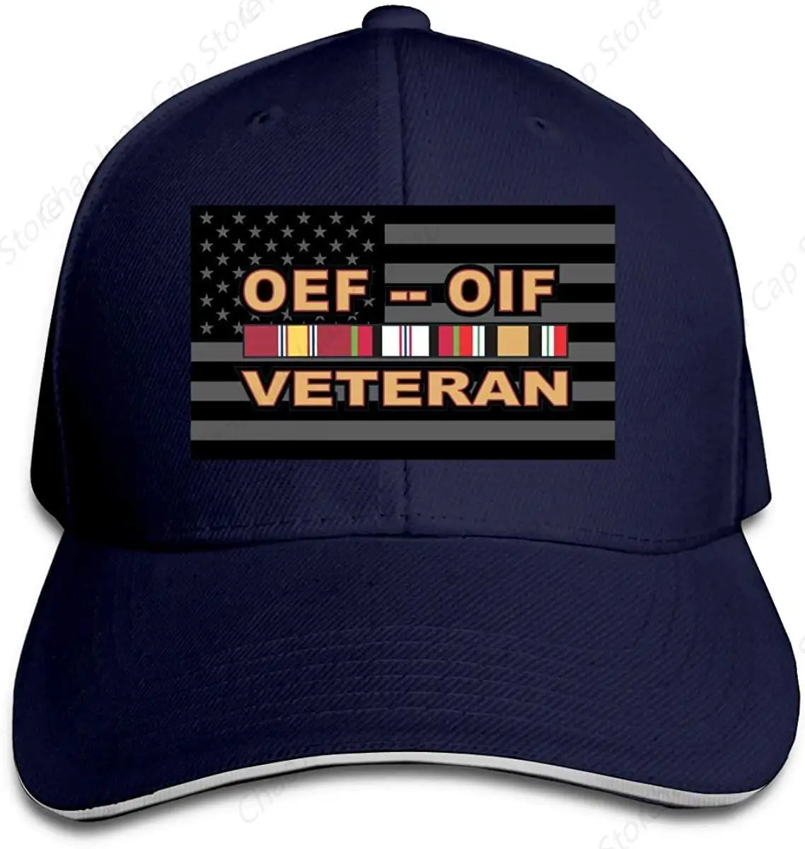 

Operations Enduring Freedom (OEF) and Iraqi Freedom (OIF) Veteran Baseball Caps Sandwich Caps