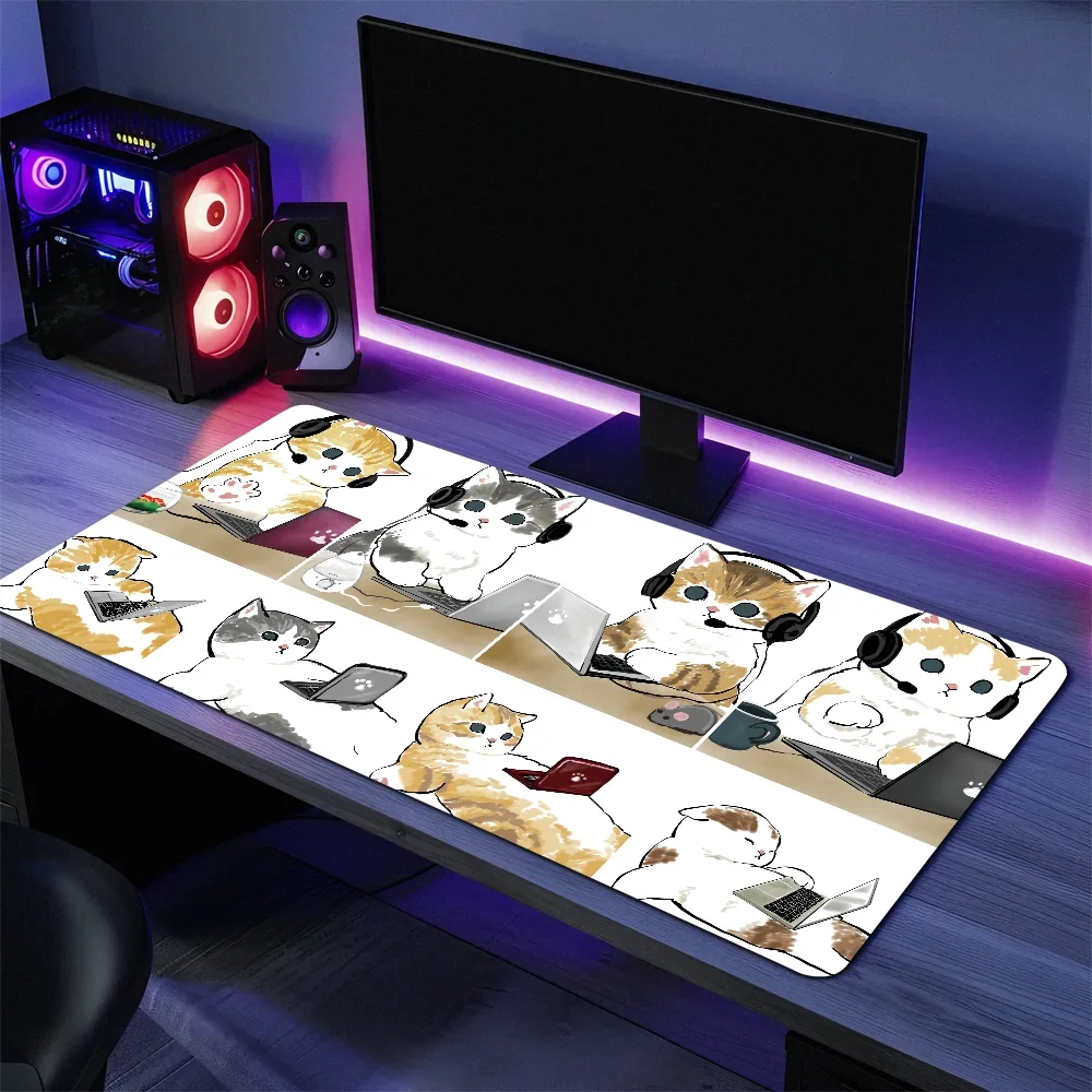 Mofusand لطيف للكمبيوتر الشخصي كبير ماوس مكتب الألعاب ماوس الوسادة مخيط حواف قاعدة ممتدة