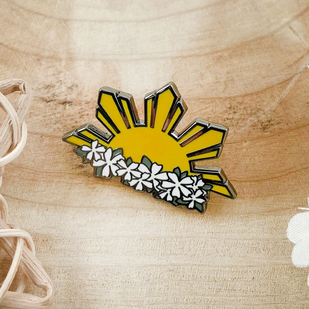

Philippine Sun and Sampaguita Flower Brooch Lapel Pin Fashion Accessories for Men and Women
