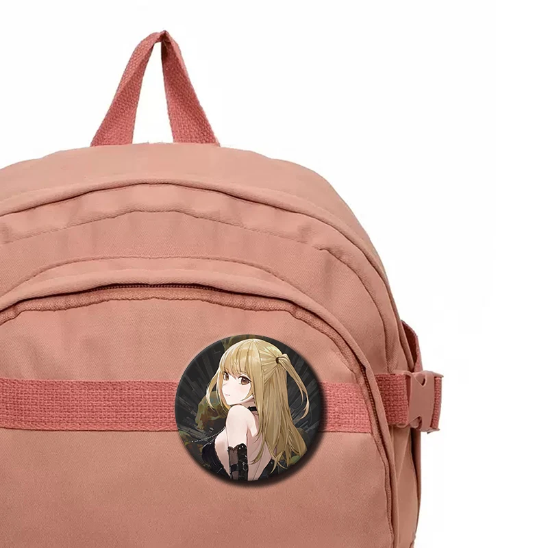 58mm Anime Character Misa Amane Soft Button Pin Anime Role Misa Amane Brooch Creative Badge for Backpack Clothes Decoration Gift