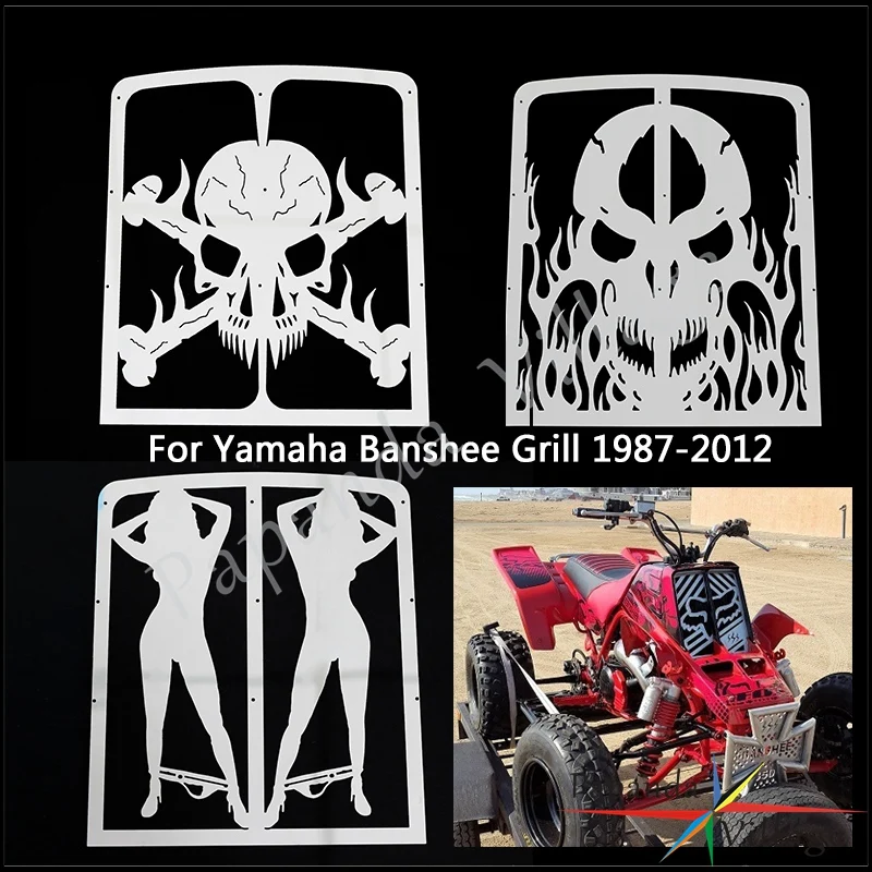 

Guard Cover For Yamaha Banshee Grill 1987-2012 Steel Radiator Grill Water Cooler Covers ATV UTV Skull Chrome Radiator Protection