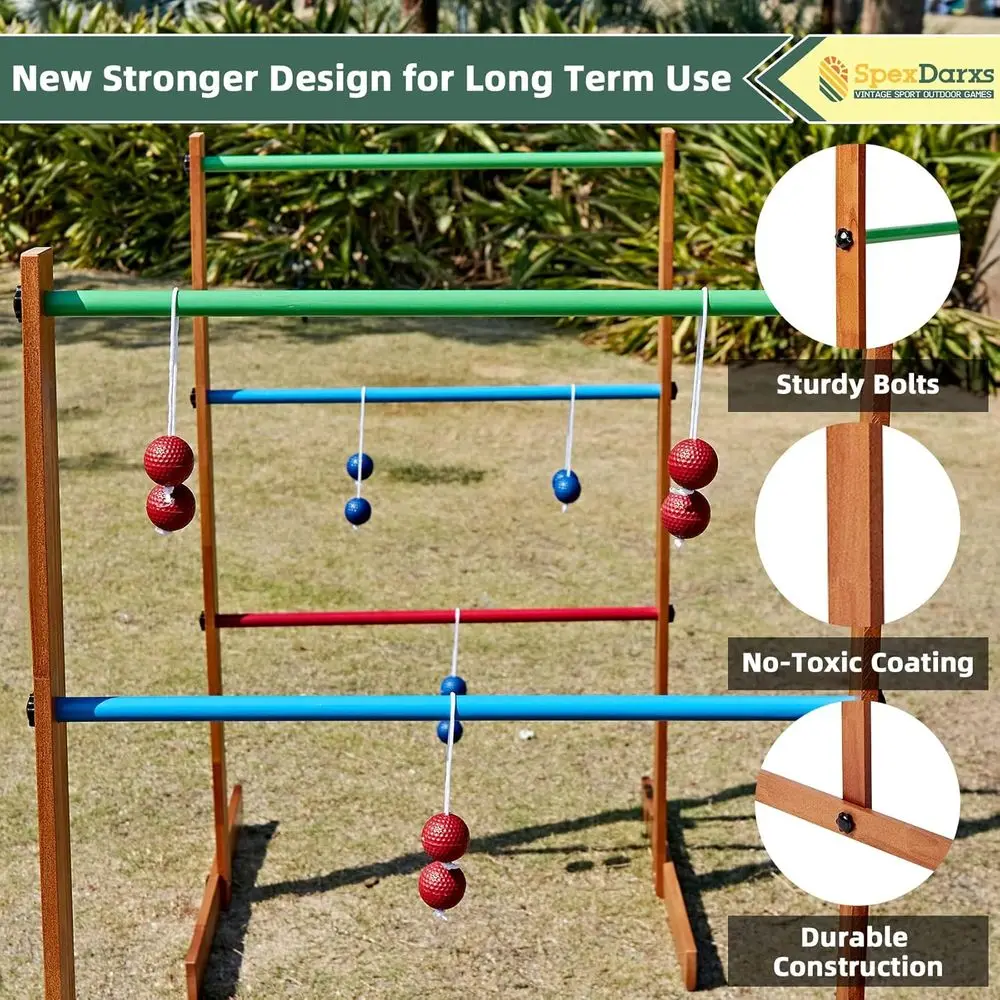 لعبة رمي السلم في الهواء الطلق، مجموعة رمي الجولف الخشبية مع 6 كرات بولاس وحقيبة حمل، ألعاب الفناء الخلفي للمراهقين والكبار وF #3
