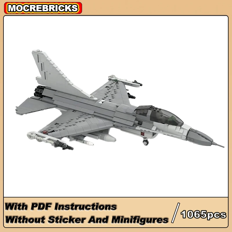 1065PCS High-tech Army Weapon F-16 Fighting Falcon US Military Air Main Battle Aircraft MOC Building Blocks Model Kid's Gifts