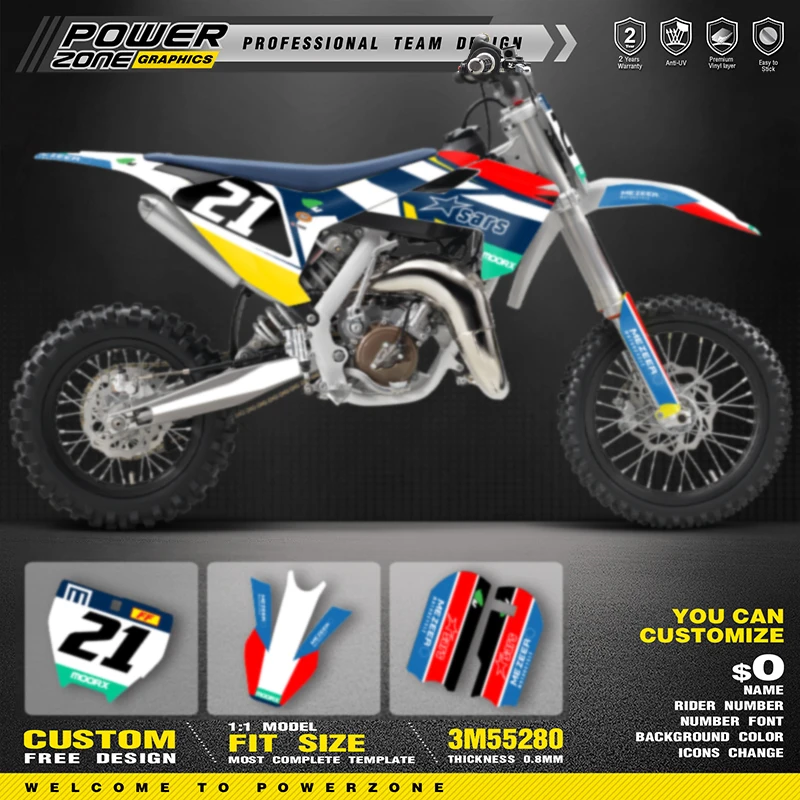 

PowerZone Custom Team Graphics Backgrounds Decal Stickers Kit For Husqvarna TC65 2023 2022 2021 2020 2019 2018 2017 2016 03