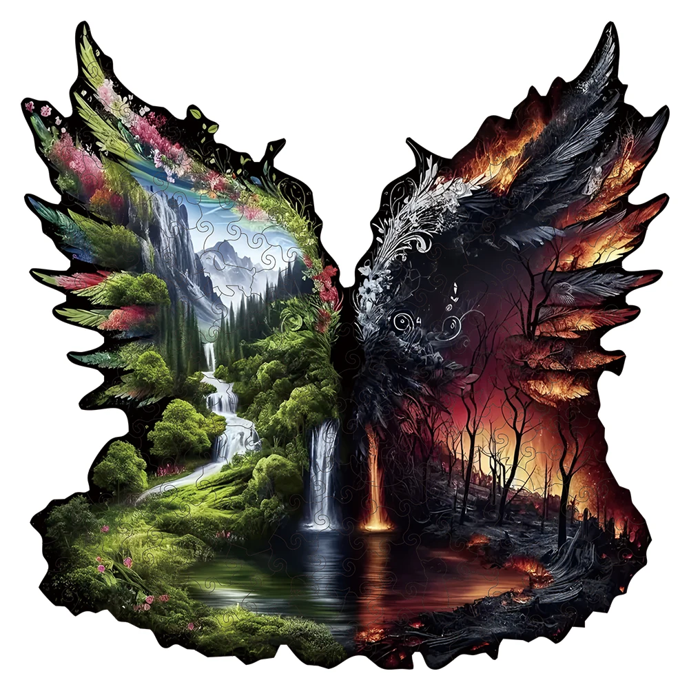 Landscape Theme Wooden Puzzle For Adults, Irregular Animal Shaped Pieces, High-difficulty Magic Puzzle Intellectual Toys