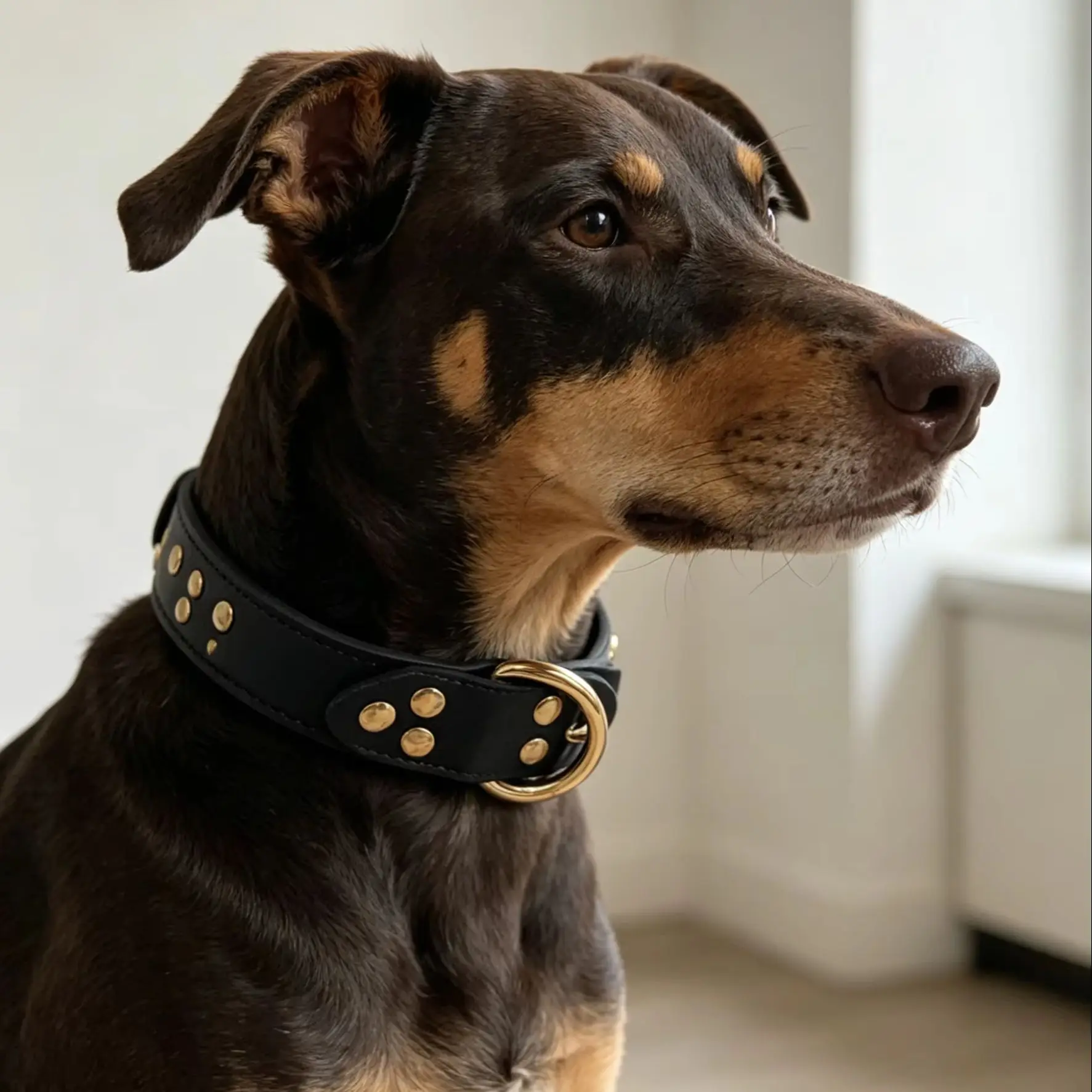 1 piece of black rivet dog collar, versatile, simple, suitable for daily casual wear and outdoor activities