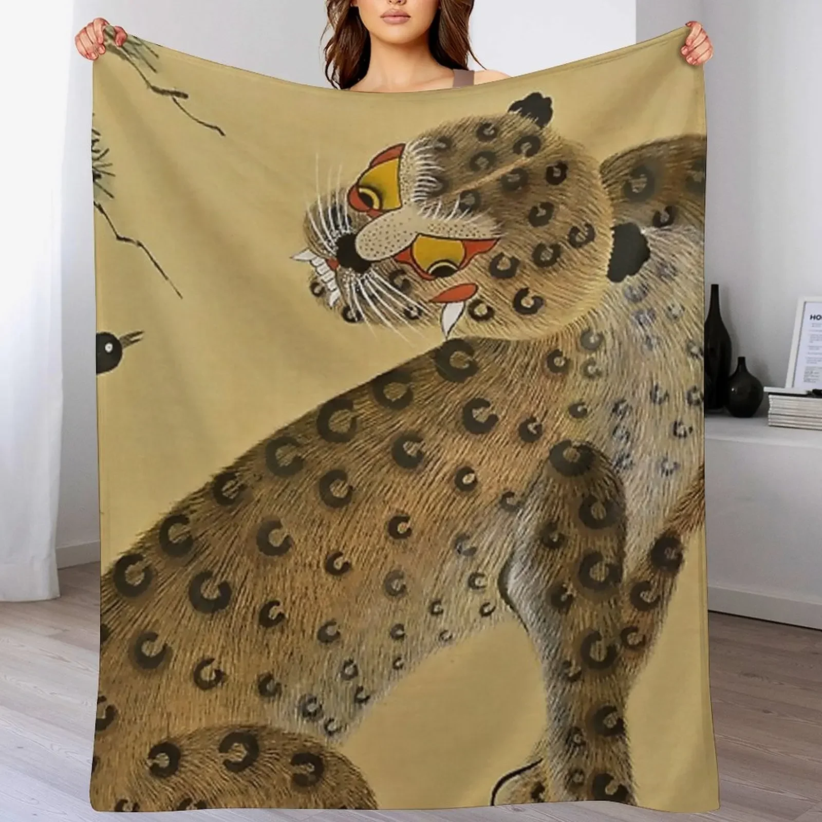 

Spotted Tiger Minhwa with Magpie Throw Blanket warm winter anime Plaid on the sofa Travel Blankets