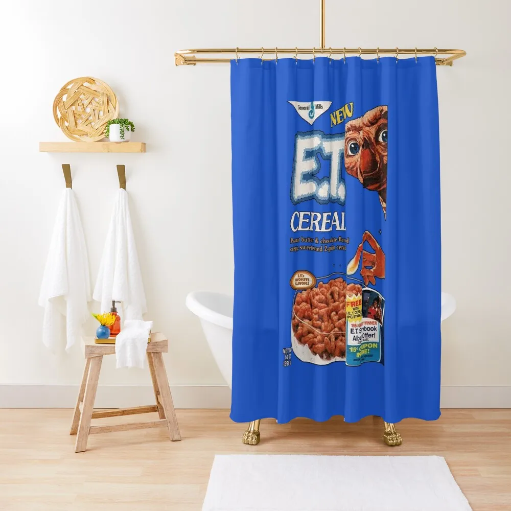 

E.T. Retro Vintage Breakfast Cereal Box Art T-Shirt Shower Curtain Anime Bathroom Shower Set Curtain