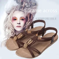 Women Sandals Shoes Summer Flip Flops Boho Beach Sandals Female Fashion Straps Beadding Flat Sandals Gladiator Sandalias