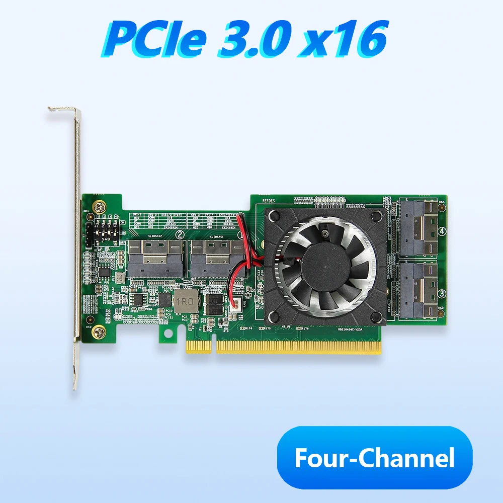 

Четырехканальная плата расширения PCIe 3.0 X16 PLX8749 Нет необходимости для разделения материнской платы для видеокартов M.2 NVMe SSD U.2 Емкость