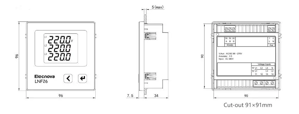 الفولتميتر الرقمي Rs485 مقياس صغير 3 مراحل Lcd الجهد الصغيرة تيار مستمر متر التيار المتناوب التناظرية 3 لوحة المرحلة السعر الفولتميتر الرقمي #6