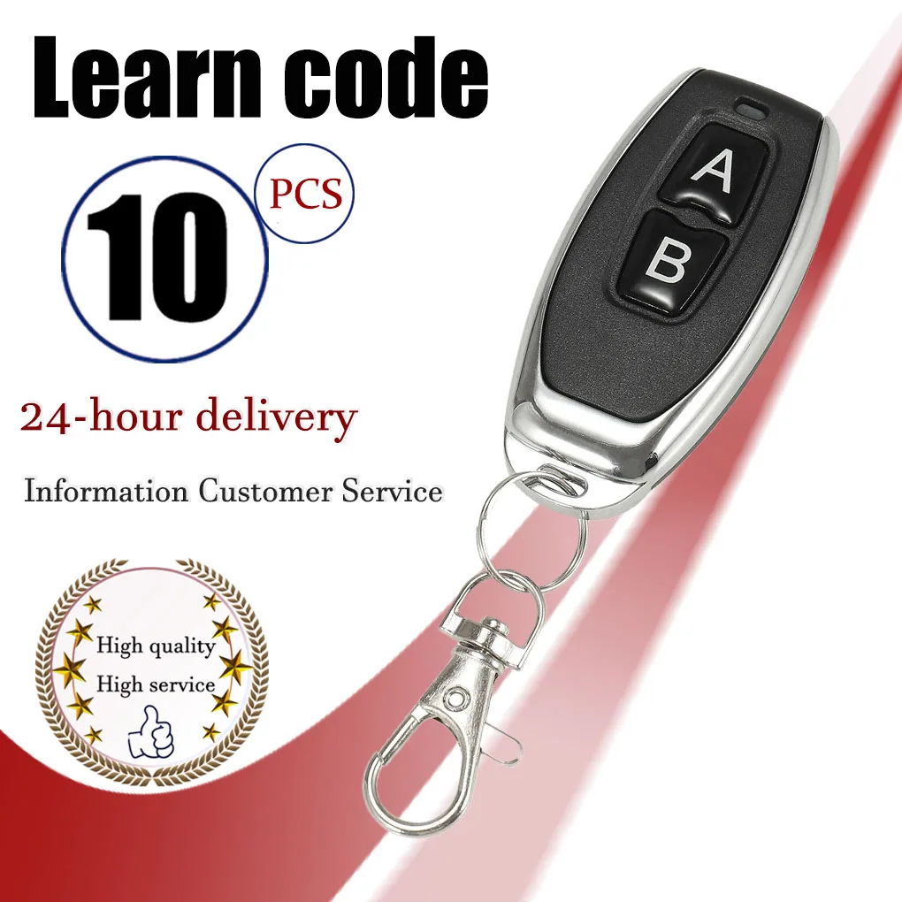 

10PCS Cloning 433.92 Mhz Wireless RF Remote Control 2 Buttons Clone Controller For Gate garage door Alarm Receiver included Batt