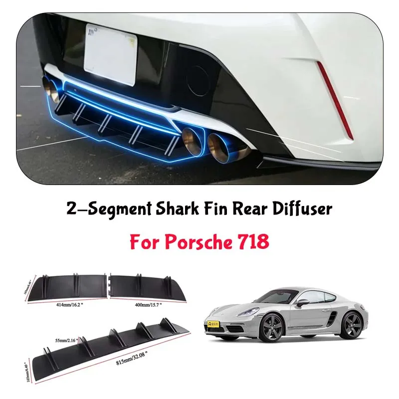 For Porsche 718 Shark Fin Rear Diffuser Split Chassis Spoiler Auto Aerodynamic Parts Aerodynamic Modification