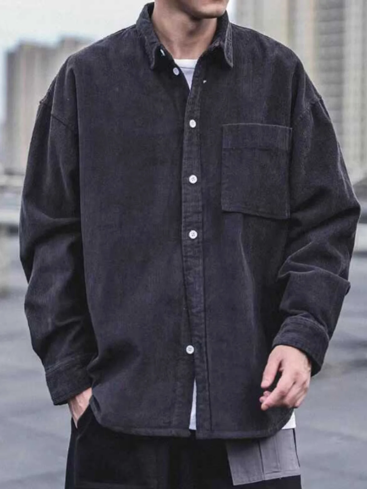 

Corduroy Men's Shirt Loose Fit Long Sleeve Casual Style Autumn Trend Retro Handsome Outerwear Chinese Brand Youth Popular