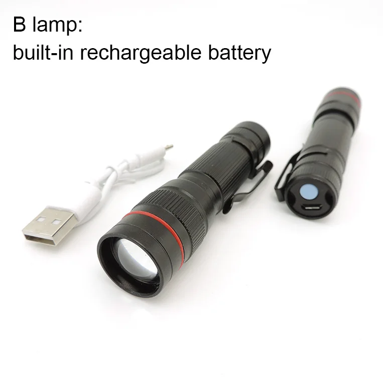 powerful Mini LED Flashlight USB Rechargeable Flash Light zoomable  Tactical small pocket lamp Torch camping AA 14500 battery