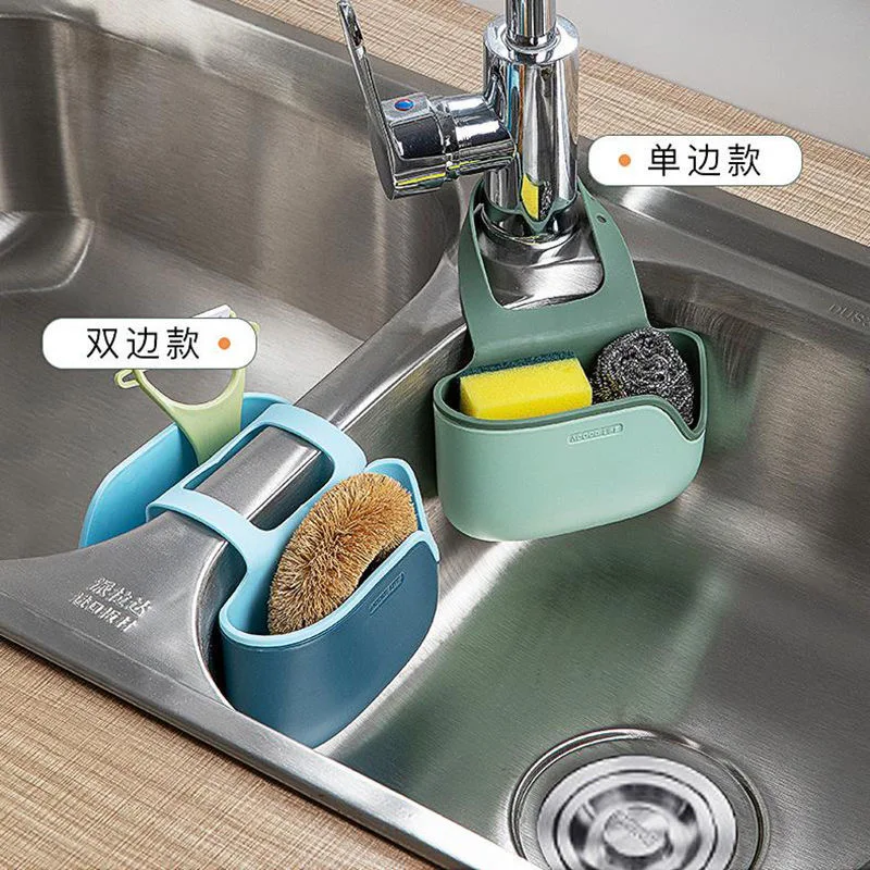 Kitchen Soap Sponge Drainer Rack Sink Storage Bakset Adjustable Faucet Holder Saddle Kitchen Bathroon Sink Organizer