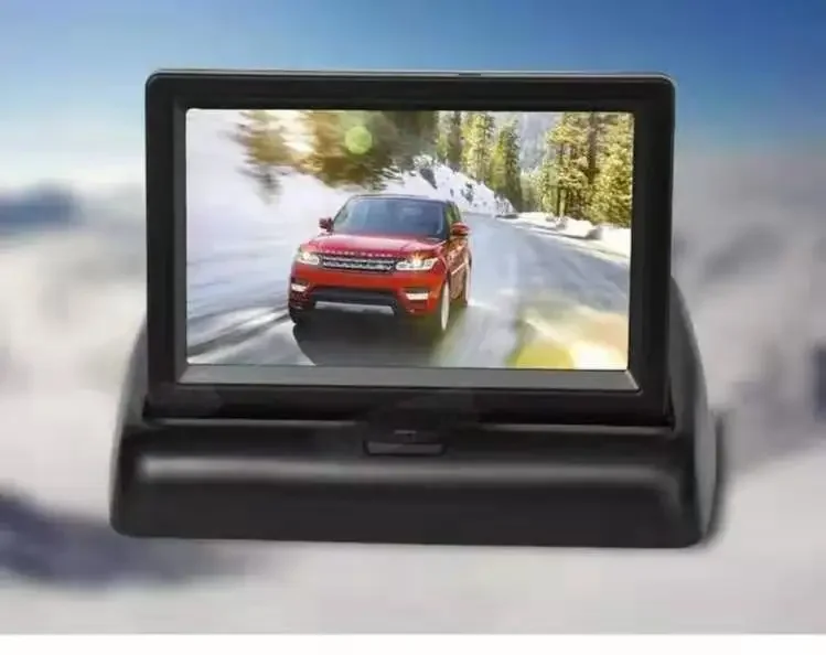 4.3 inch folding smallest car tft lcd rearview monitor mini tv with two ways video input