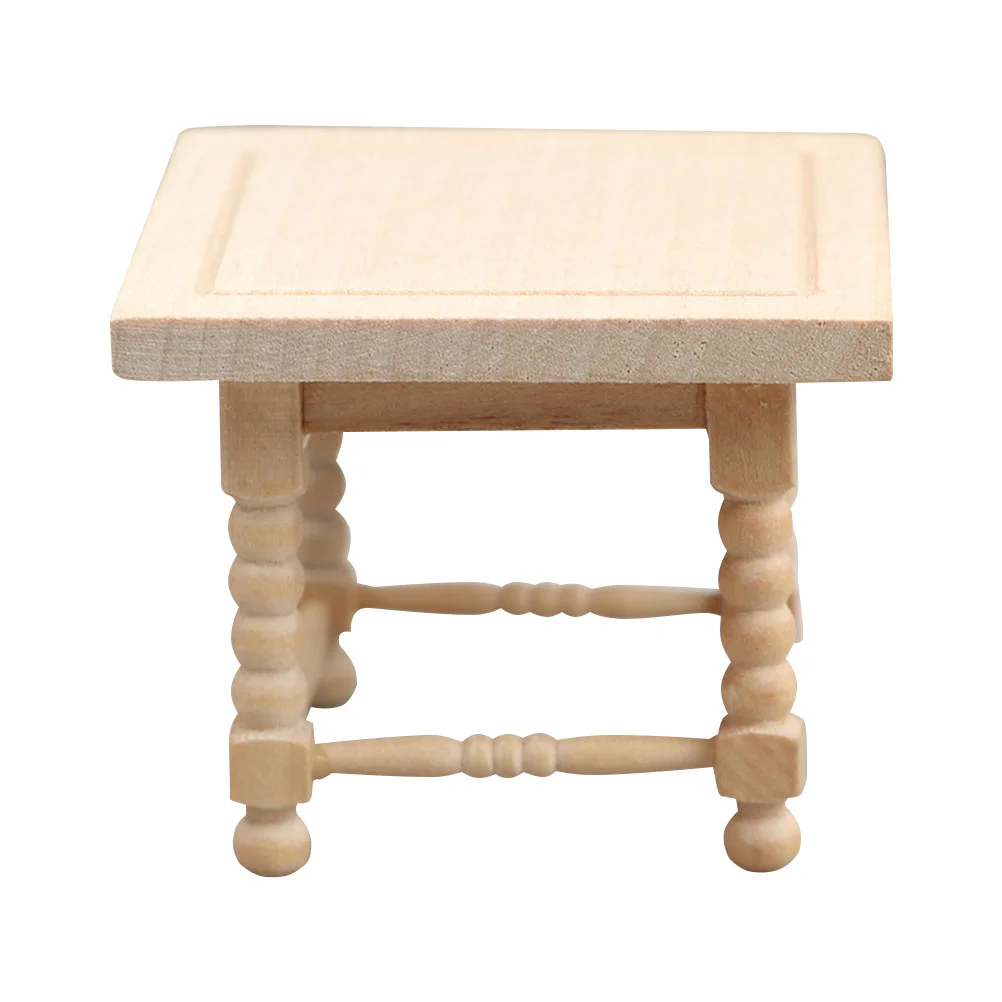 Mini Furniture Model End Table Decorations Solid Wood Tea Prop Toy Miniature for House