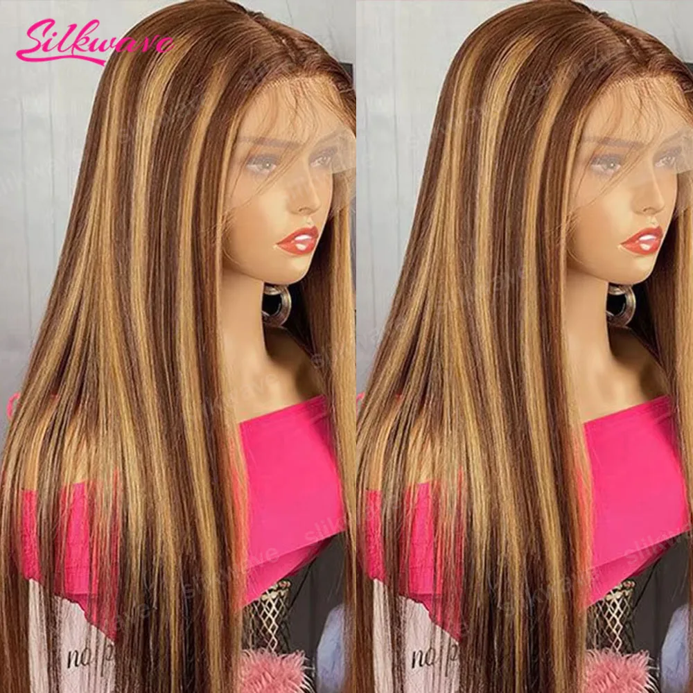 

4/27 Highlight Bone Straight 13x4 HD Lace Frontal Wigs Human Hair Brazilian Ombre Honey Blonde Colored Human Hair Wig For Women