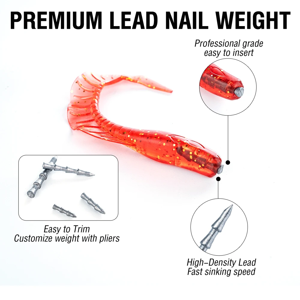30Pcs Tungsten Nail Weights High Density Lead Free Insert Sinkers for Soft Plastic Worm Bait Neko Wacky Rig Fishing Tackle view 5