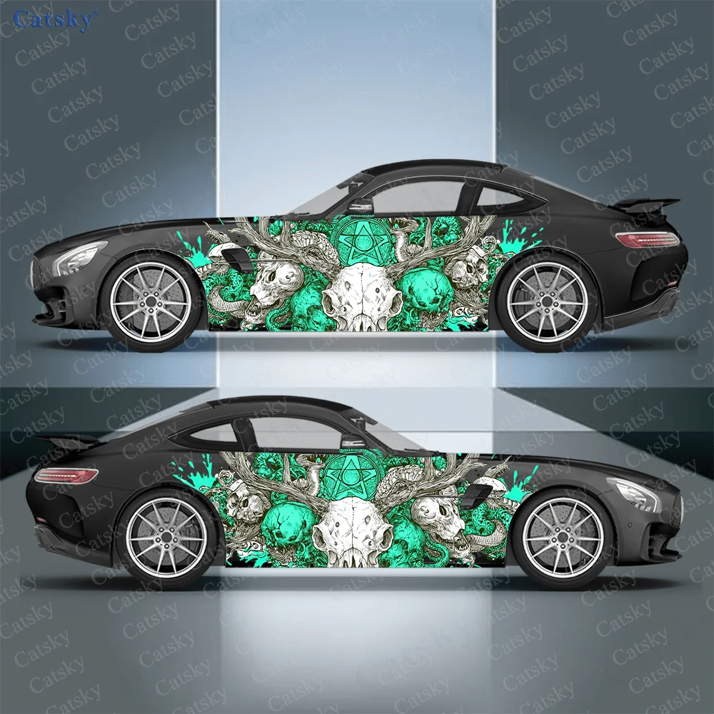 

Deer antler skull and snake sticker, for car and truck, durable, fade resistant, easy to install