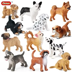 Oenux Mini Dog Animals Model Action Figure Bulldog JackRussellTerrier Cocker Pug Boxer Puppy Figurines Cake Toppers Toy Kid Gift