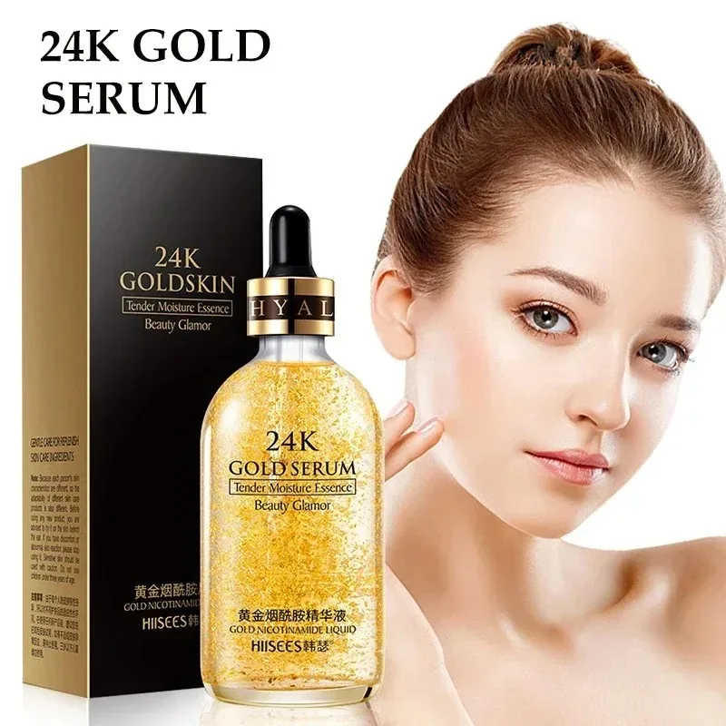 100ml 24k Gold Hyaluronic Acid Nicotinamide Face Serum Moisturizing Friming Lifting Fade Fine Lines Skin Care Whitening Serum