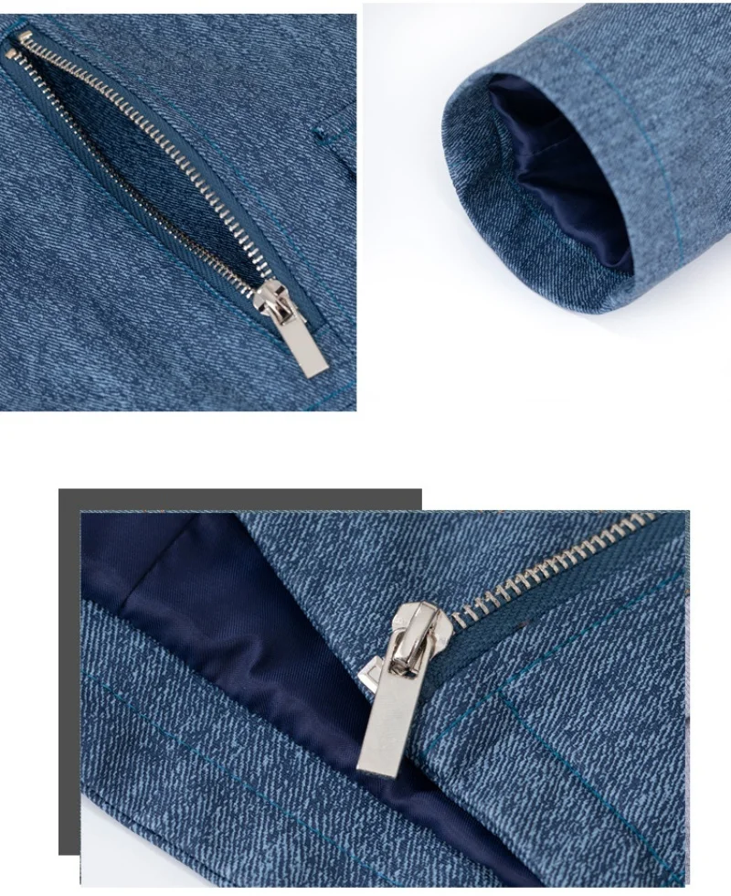 Women's Casual Solid Color Fitted Motorcycle Jacket Denim Denim Fashion 2025 New Style