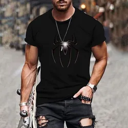 2024 New T-shirt Men's 3D Spider Print Pattern T-shirt Short Sleeve Retro Top Men's Round Neck Clothing