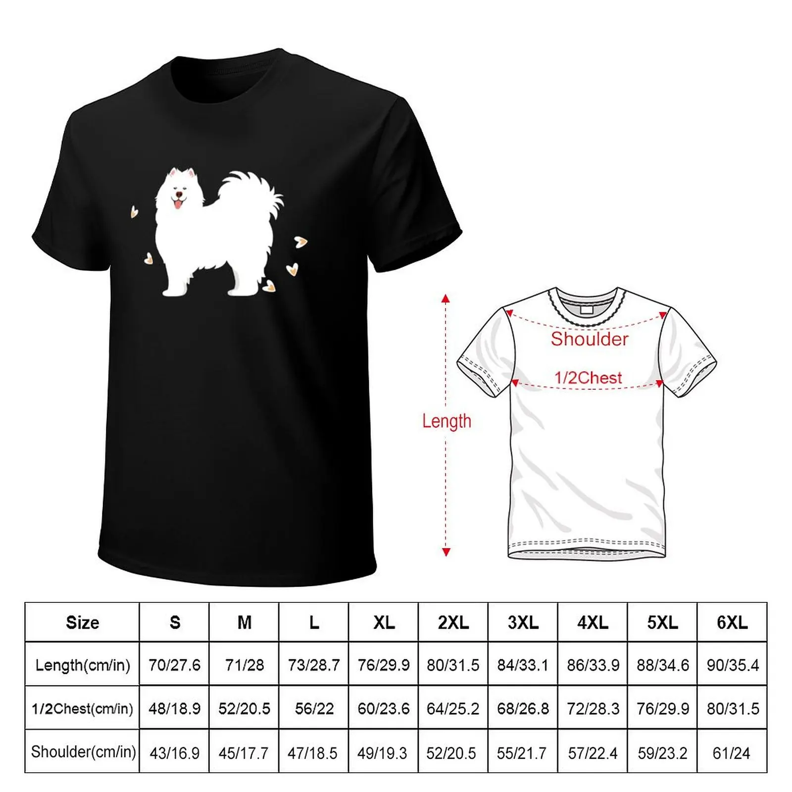 Samoyed Dog in Winter Snowy Garden T-Shirt Regular Fit Plain Tee Shirt