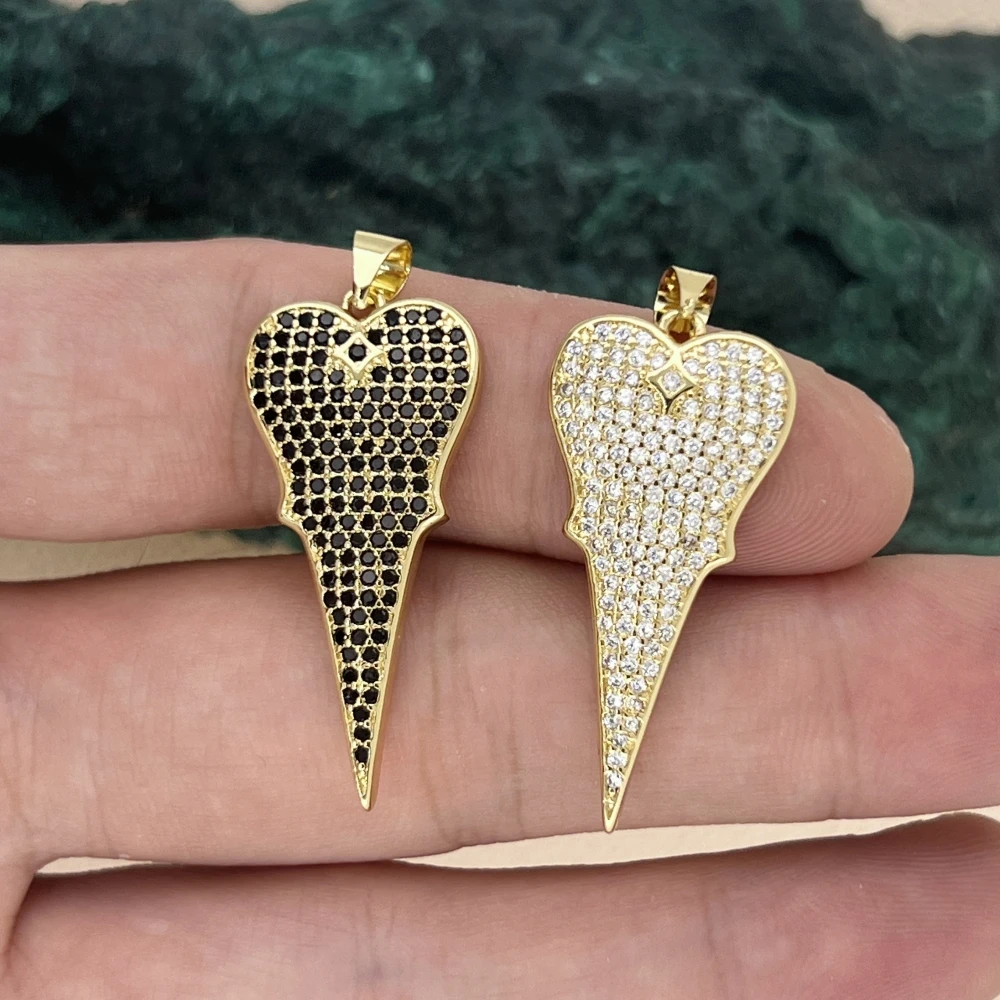 10PCS Wholesale Cute Hear Shape Pendant Cubic Zircon Micro Paved  Love Charms for Jewelry Making Supplies HH2305