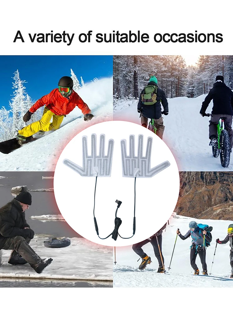 قفازات بخمسة أصابع، وسادة تدفئة، قفازات تسخين كهربائية محمولة، خفيفة الوزن لفصل الشتاء في الهواء الطلق لتدفئة أقدام اليد