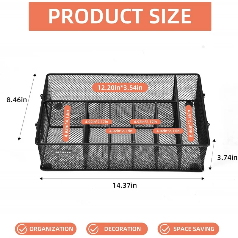 Paper Plate Organizer with Handle, Metal Silverware Caddy Kitchen Counter, Utensil Compartments P