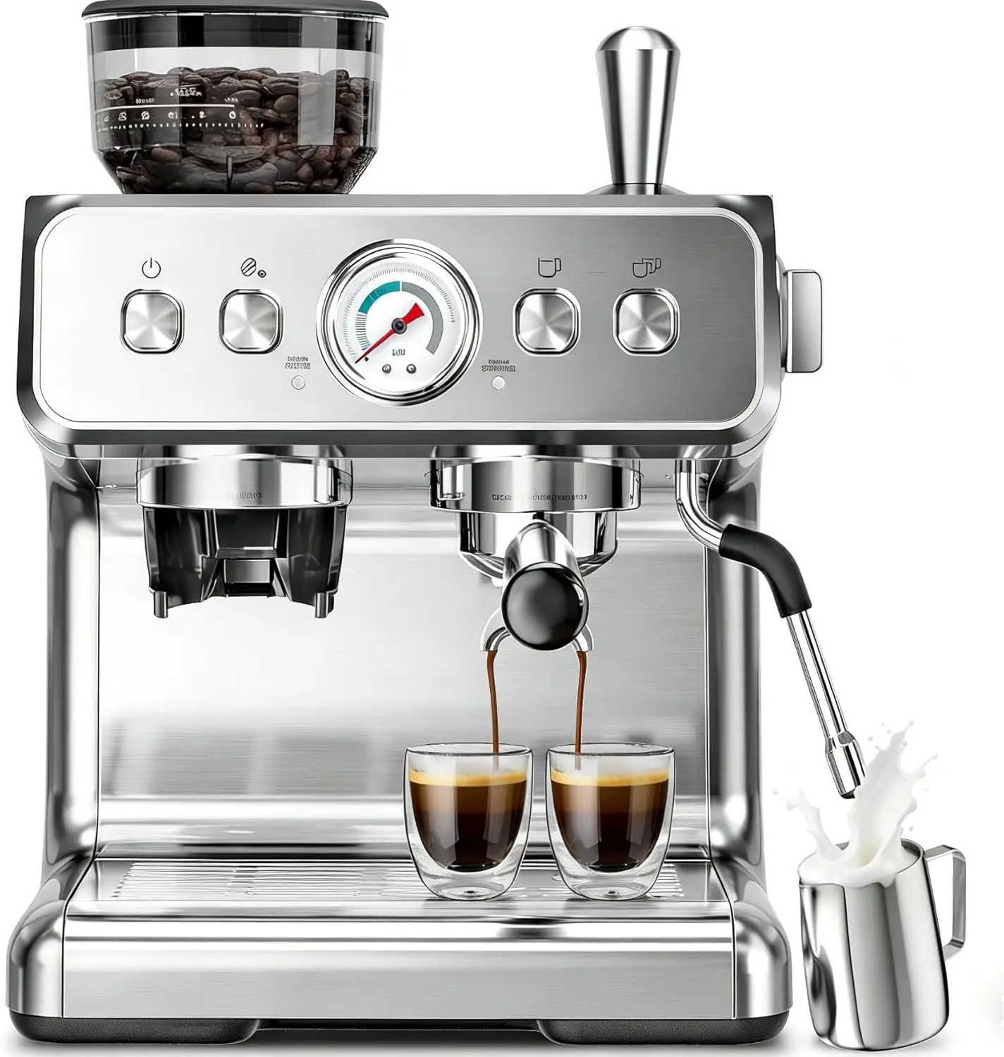 Espresso Machine with Grinder, 20 Bar Expresso Coffee Machines with Milk Frother, 58mm Expresso Machines for Home, Perfect for C