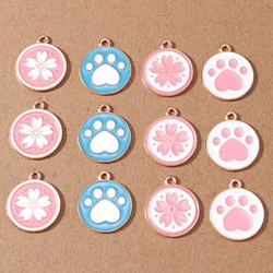 10pcs/lot Cartoon Enamel Animal Dog Paw Print Charms for Jewelry Making Drop Earrings Pendants Necklaces DIY Crafts Accessories