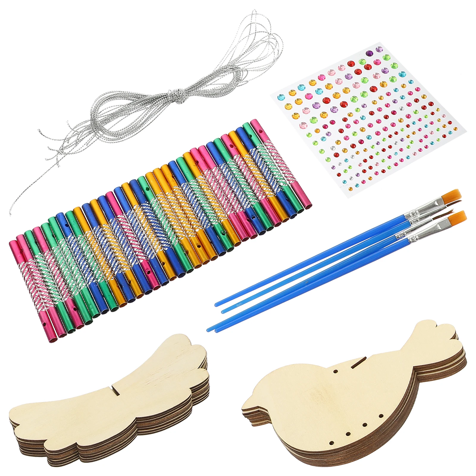 مجموعة واحدة من أجراس الرياح الخشبية على شكل طائر يمكنك صنعها بنفسك مجموعة قابلة للطلاء على شكل طيور خشبية غير مكتملة لتزيين معلق للمنزل في الهواء الطلق #2