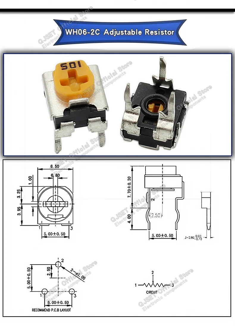 10 Stück vertikal einstellbarer Widerstand 501 500 Ohm, Zubehör zur Leistungs- und Heizungsregelung für Induktionskochfelder, horizontaler Potentiometer 501 – Detail 6