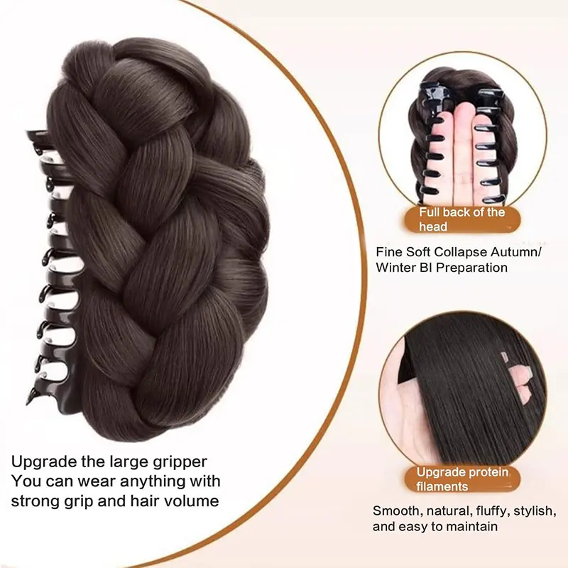 مشبك شعر صناعي بمخلب كعكة شعر مستعار منفوش طبيعي مشبك شعر أسود وبني على شكل كعكة رأس شعر مستعار تمديد للنساء