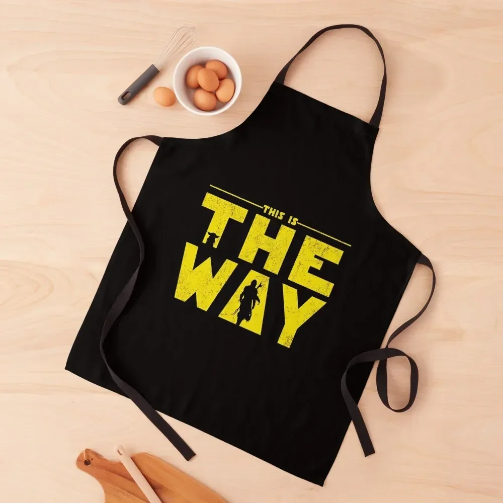 

Retro This is The Way Yellow mando and the Baby Apron kitchen jacket woman Men's Kitchen Apron